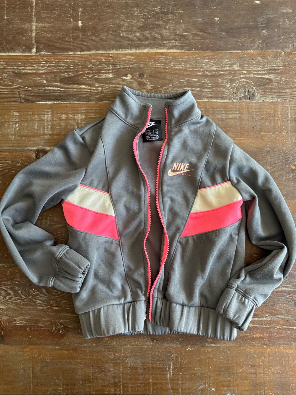 Nike Gray Jacket with Pink & Cream Accents